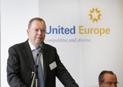 Peter Terium, a founding member of United Europe and CEO of innogy SE, giving the opening speech